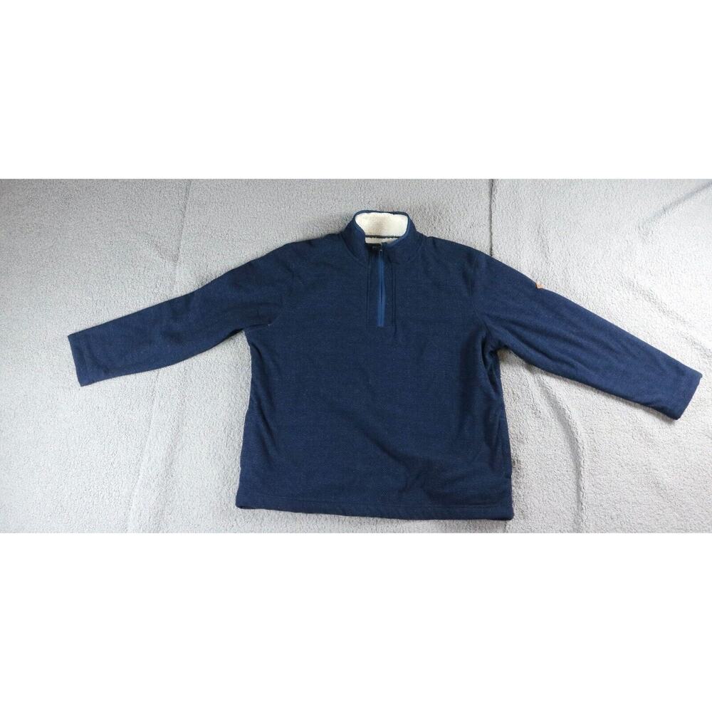 Orvis Sweater Mens XL Blue Sherpa Fleece Lined Brigthon Zip Up Pullover